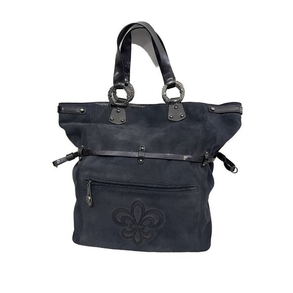 Gianni Bini Large Tote Bag Blue Suede style bucket - Picture 1 of 16